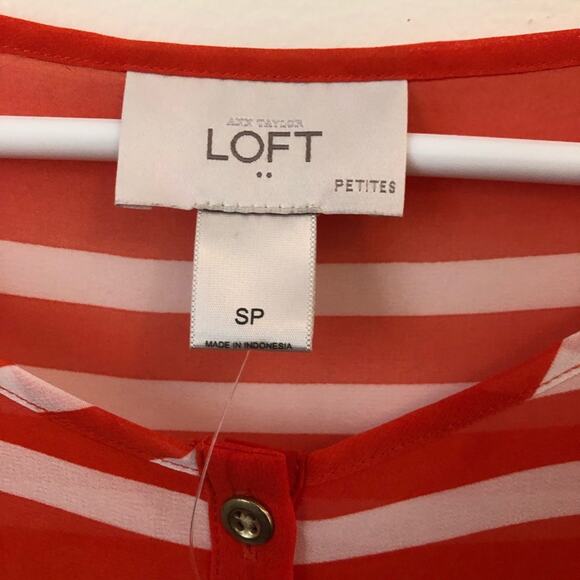 LOFT Petite Womens Striped Sheer Blouse - Picture 3 of 11